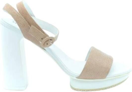 Hogan Stijlvolle hoge hak sandalen Beige Dames