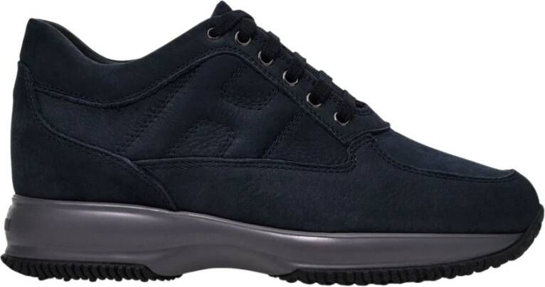 Hogan Blauwe Suède Sneakers met Zichtbare Stiksels Black Heren