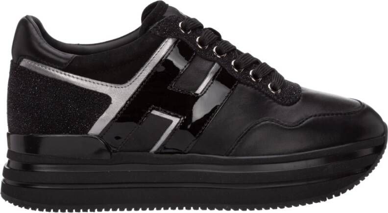 Hogan Stijlvolle Leren Platform Sneakers Zwart Dames