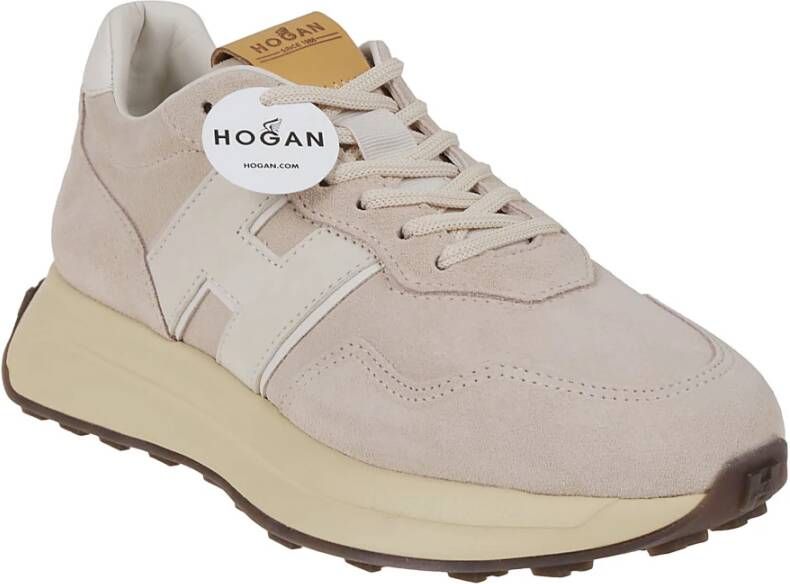 Hogan Stijlvolle Patch Sneakers Beige Dames