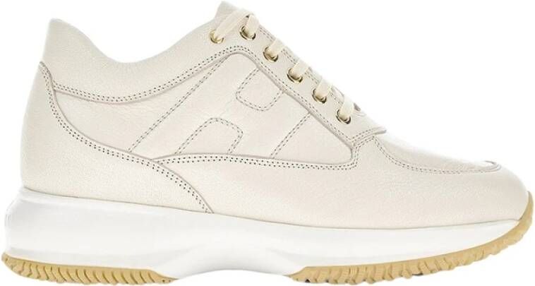 Hogan Sneakers van getextureerd leer met parelmoer afwerking White Dames