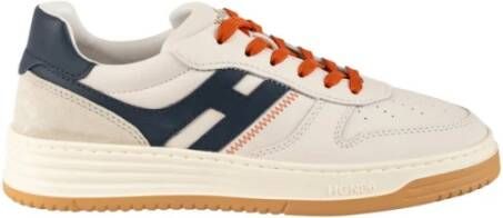 Hogan Wit Blauw Leren Sneakers Memory Foam Multicolor