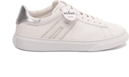 Hogan Witte Leren Sneakers met Metallic Inzetstukken White Dames