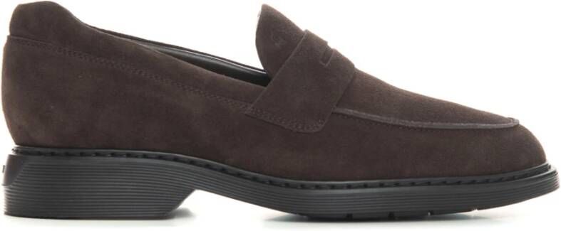 Hogan Stijlvolle Suède Loafers Brown Heren