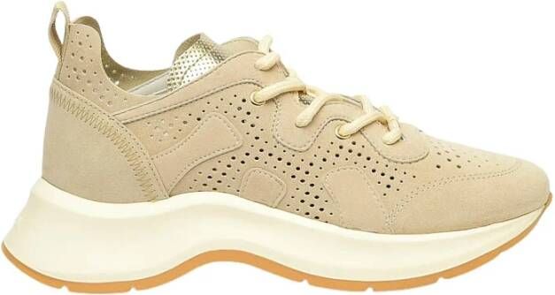 Hogan Stijlvolle Suede Sneakers Beige Dames