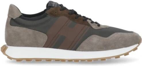 Hogan Stoere Army Groene Suède Sneakers Bruin Heren