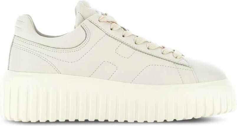 HOGAN Lage Sneakers Dames H-stripes Allacciato Maat: 40 Materiaal: Leer Kleur: Wit