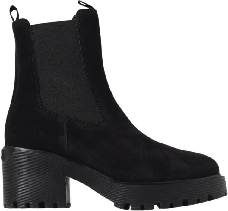 Hogan Zwarte Suède Laarzen met Memory Foam en Rubberen Zool Black Dames