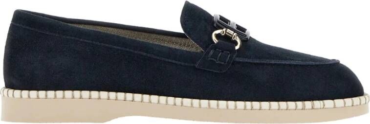 Hogan Klassieke Suede Moccasin Loafers Blue Dames