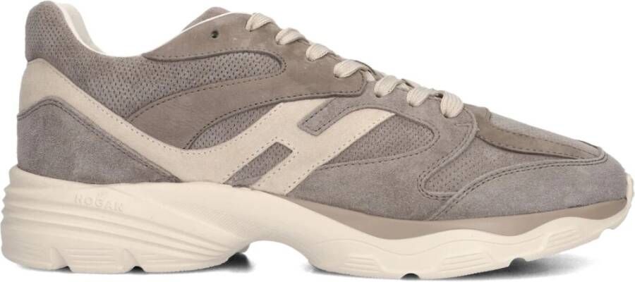HOGAN Lage Sneakers Heren Combi Sneaker Maat: 6 Materiaal: Suède Kleur: Taupe - Foto 1