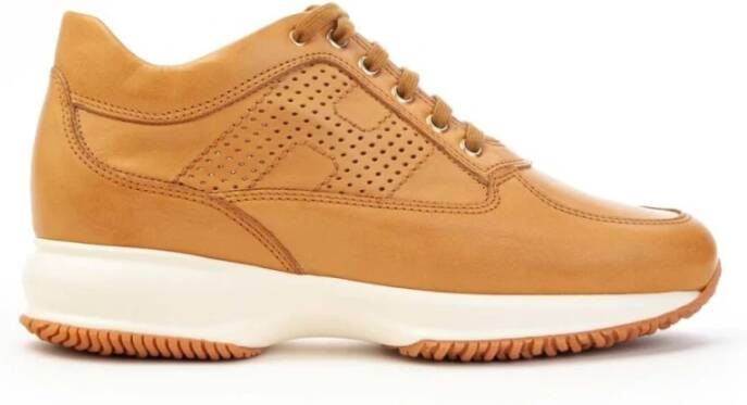 Hogan Geperforeerde Leren Sneakers met Verwijderbare Fussbett Brown Dames