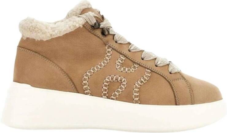 Hogan Beige Mid-Top Winter Sneakers met Uniek H-Detail Beige Dames