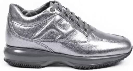 Hogan Trendy Metallic Leren Sneakers Grijs Dames