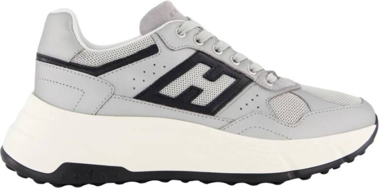 HOGAN Sneakers Dames Met Mesh Sneaker Maat: 41 Materiaal: Leer Kleur: Zilver
