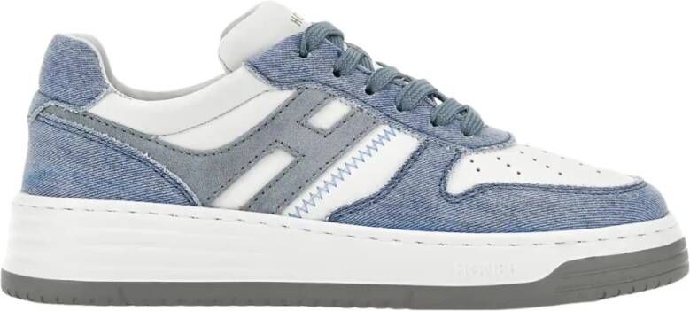 Hogan Wit leren en denim sneakers Multicolor Dames