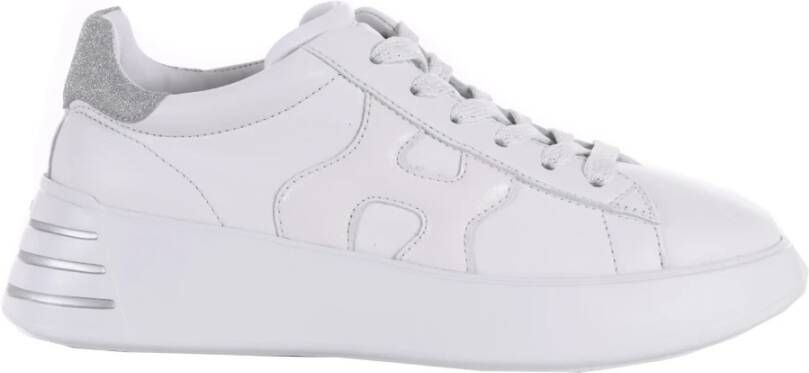 Hogan Witte Leren Sneakers met Patentleer en Stoffen Details White Dames