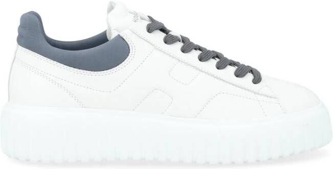 Hogan Witte en Blauwe H-Stripes Leren Sneakers White Heren