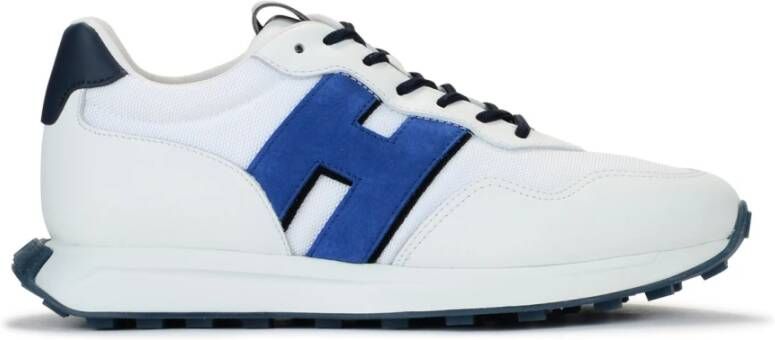 Hogan Witte en Blauwe Leren en Technische Stof Sneaker H601 White Heren