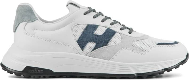 Hogan Witte en Blauwe Leren Sneakers Model Hxm5630Er90 Wit Heren
