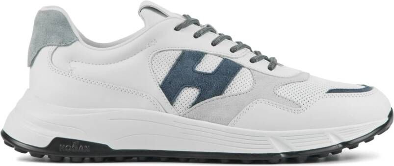 Hogan Witte en Blauwe Leren Sneakers Model Hxm5630Er90 White Heren