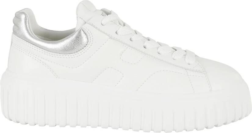 Hogan Witte en Zilveren Gestreepte Sneakers