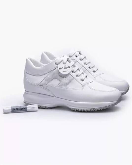 Hogan Witte en Zilveren Interactive Leren Sneakers White Dames