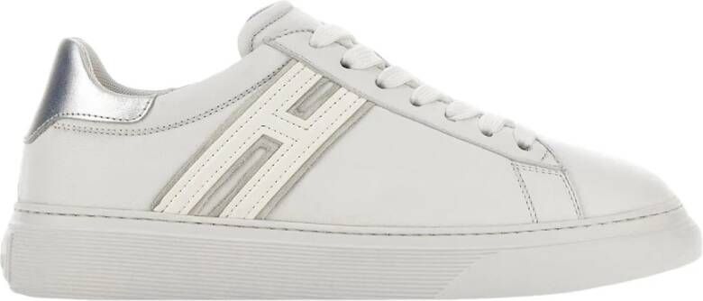 Hogan Witte en zilveren leren sneakers White Dames