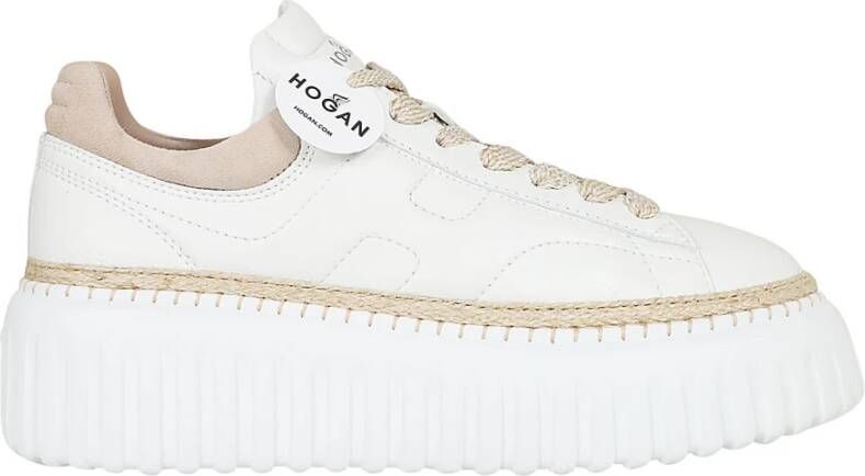 Hogan Witte H-Stripes Leren Sneakers White Dames