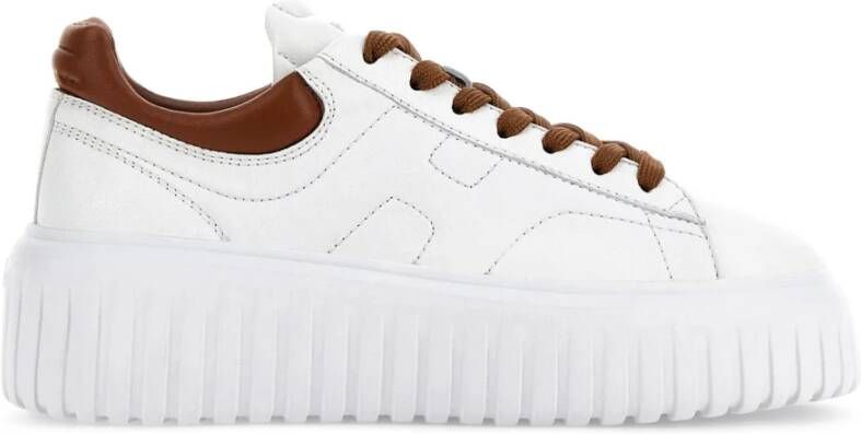 Hogan Witte Leren Sneakers met H-Stripes White