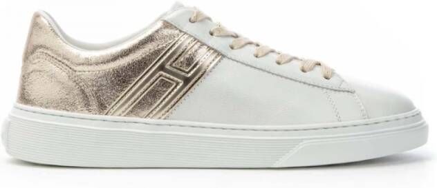 Hogan Witte kalfssneaker voor dames met gouden hak White Dames