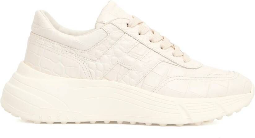 Hogan Witte Krokodil-geprinte Leren Sneakers