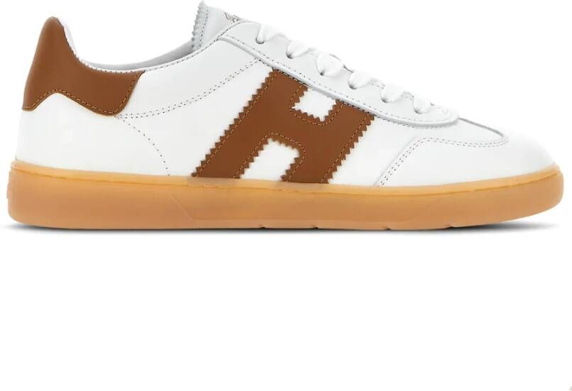 Hogan Witte Leren Sneakers met Nappa Details White Dames