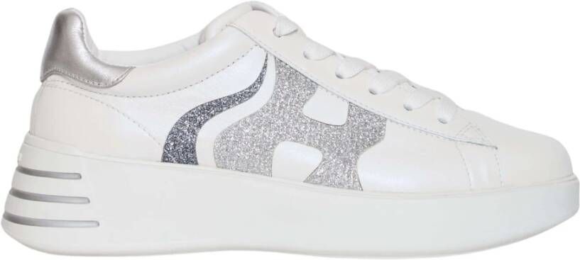 Hogan Witte Leren Glitter Sneakers White Dames