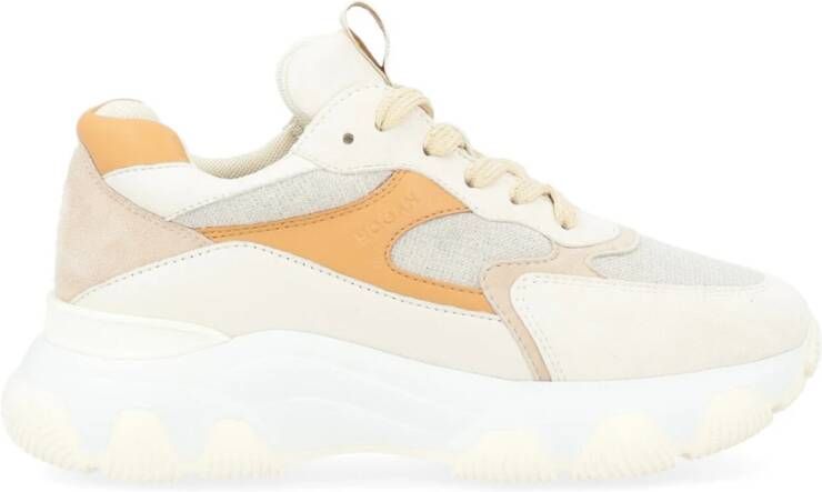 Hogan Witte Leren Sneaker met Cuoio Kleurige Details Multicolor Dames