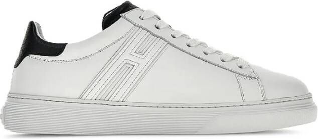 Hogan Witte Leren Sneakers met Contrasterend Hiel Detail White Heren