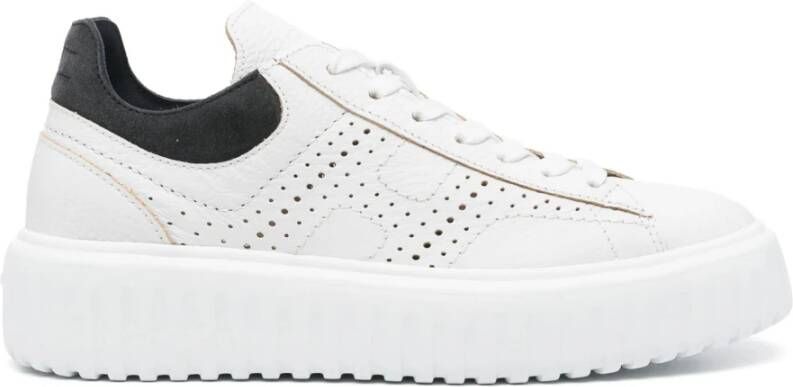 Hogan Witte leren sneakers met blauw suède