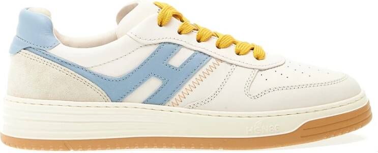 Hogan Witte Leren Sneakers met Blauwe Accents White Heren