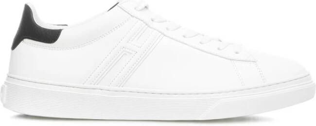 Hogan Witte Leren Sneakers met Contrasterend Hiel Detail Wit Heren
