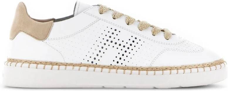 Hogan Witte Leren Sneakers met Geperforeerd H-Detail White Dames