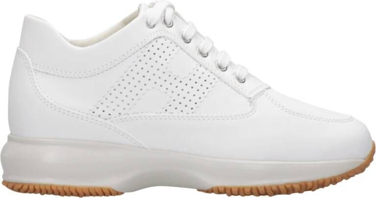 Hogan Witte Leren Sneakers met Geperforeerde Zijkant White Dames