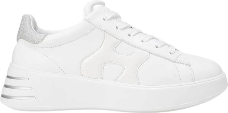 Hogan Witte leren sneakers met glitterdetails Wit Dames