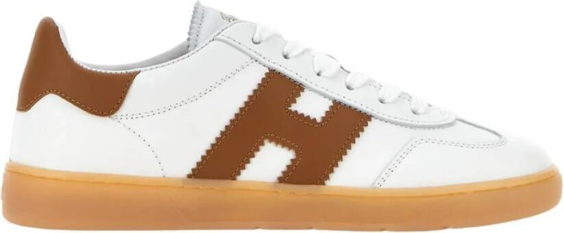 Hogan Witte Leren Sneakers met Nappa Details White Dames