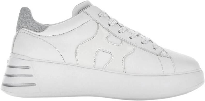 Hogan Witte Leren Sneakers met Patentleer en Stoffen Details White Dames