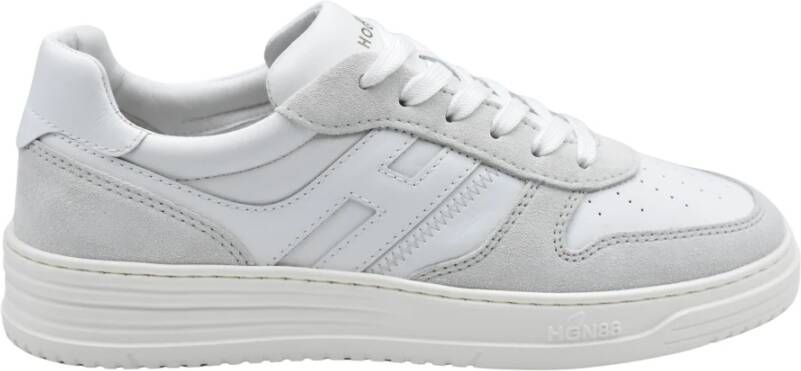 Hogan Witte leren sneakers met suède inzetstukken