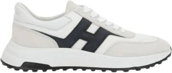 Hogan Witte leren sneakers met suède inzetstukken