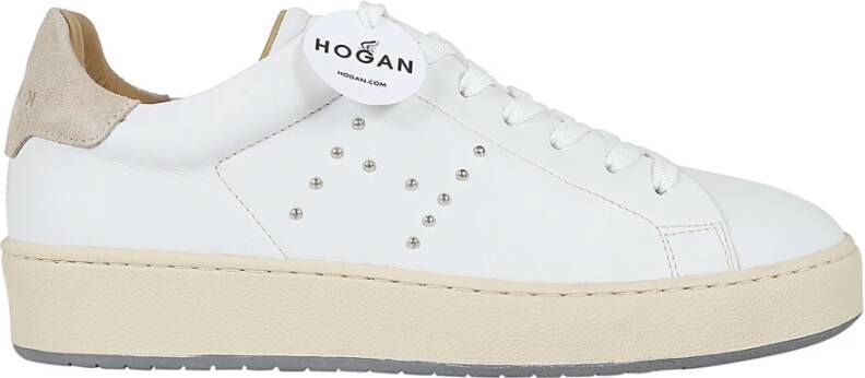 Hogan Witte Leren Sneakers met Zilveren Studs White Dames