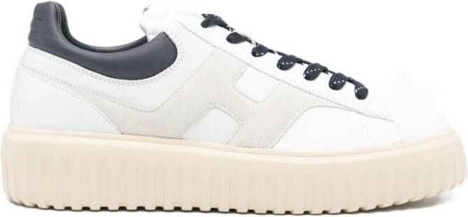Hogan Witte Leren Sneakers Rubberen Zool Veters
