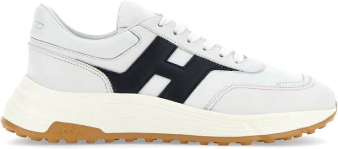 Hogan Witte Leren Sneakers Ronde Neus White Heren