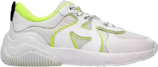 Hogan Witte Sneakers H597 met Groen Logo