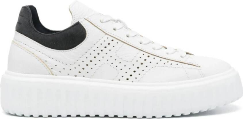 Hogan Witte Sneakers met Blauwe Suède Inzet